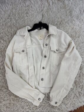 Cream Corduroy Button-Up Jean Jacket